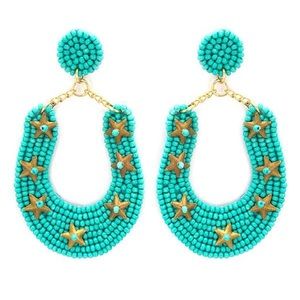 Turquoise Horseshoe Seed Bead Earrings